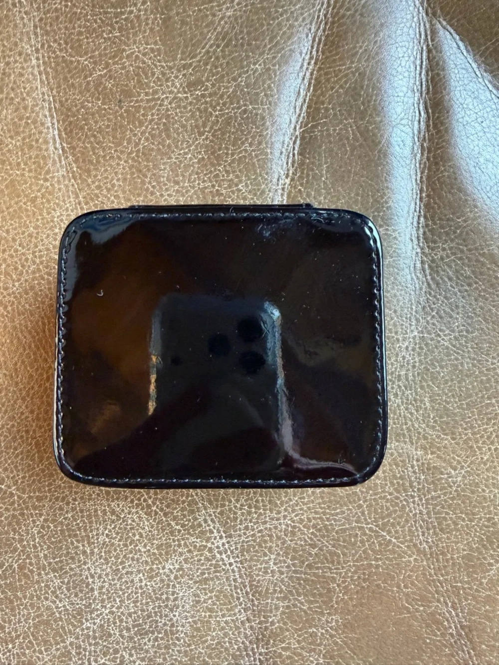 CHANEL Black Patent Makeup Pouch with White Logo - Picture 2 of 5